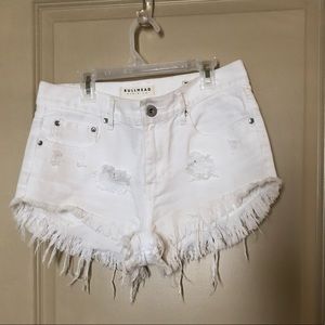 Super Distressed White Denim Shorts